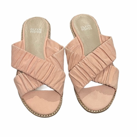 Eileen Fisher Salmon Pink Nubuck Cross Sandals 6 - Picture 1 of 3
